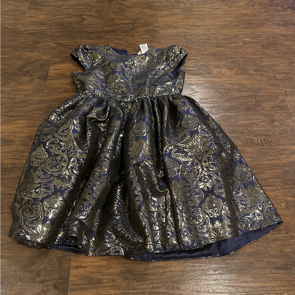 Chasing Fireflies Navy and Gold Formal Dress